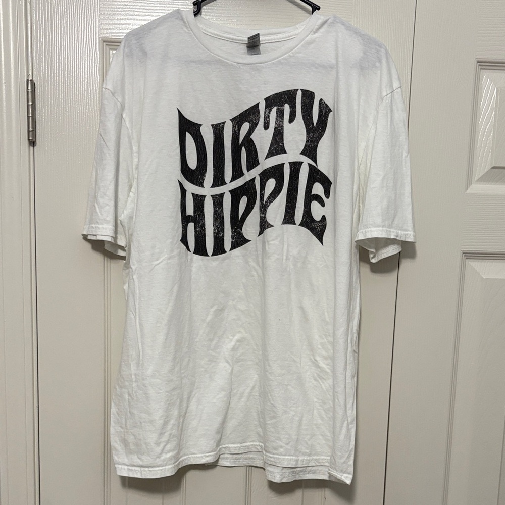 Gildan White 'Dirty Hippie' Graphic Tee